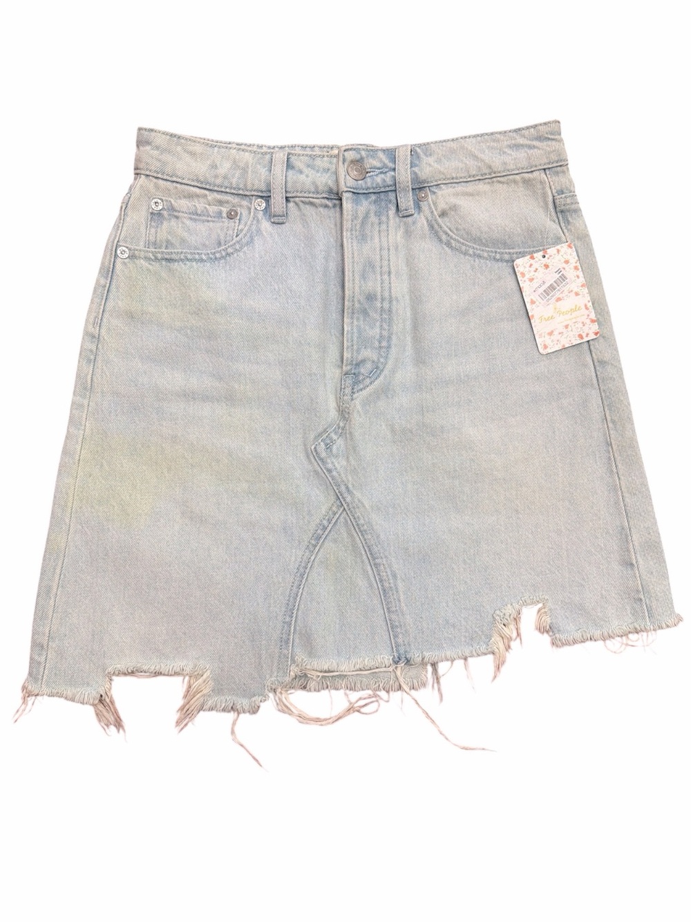 Free People We The Free Going Rogue Denim Mini Skirt Tidal Wave 25